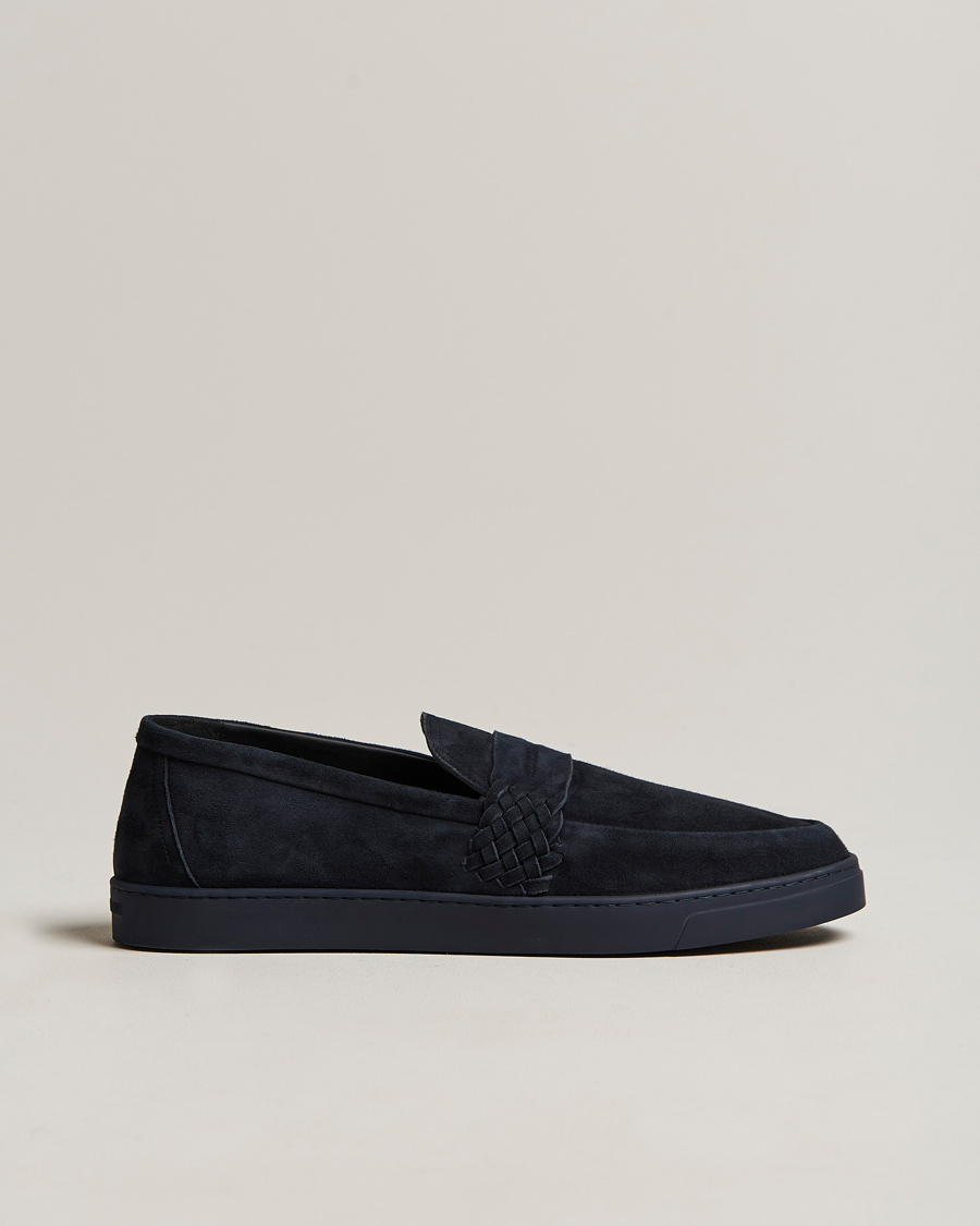 Herren | Giorgio Armani Suede Intrecci Loafers Navy | Giorgio Armani | Suede Intrecci Loafers Navy