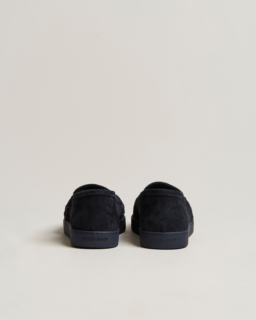 Herren | Giorgio Armani Suede Intrecci Loafers Navy | Giorgio Armani | Suede Intrecci Loafers Navy