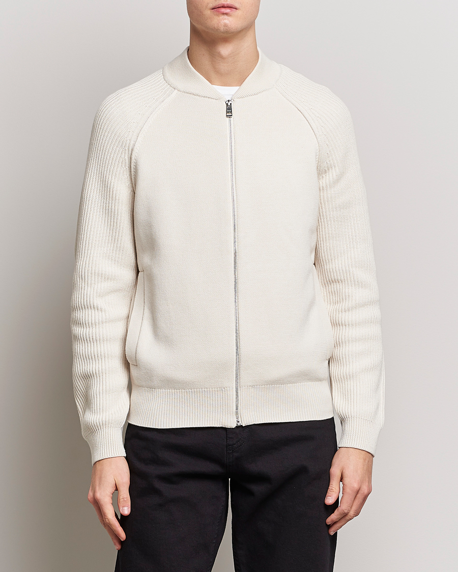Herren |  | BOSS BLACK | Grissino Structured Knitted Full-Zip Open White
