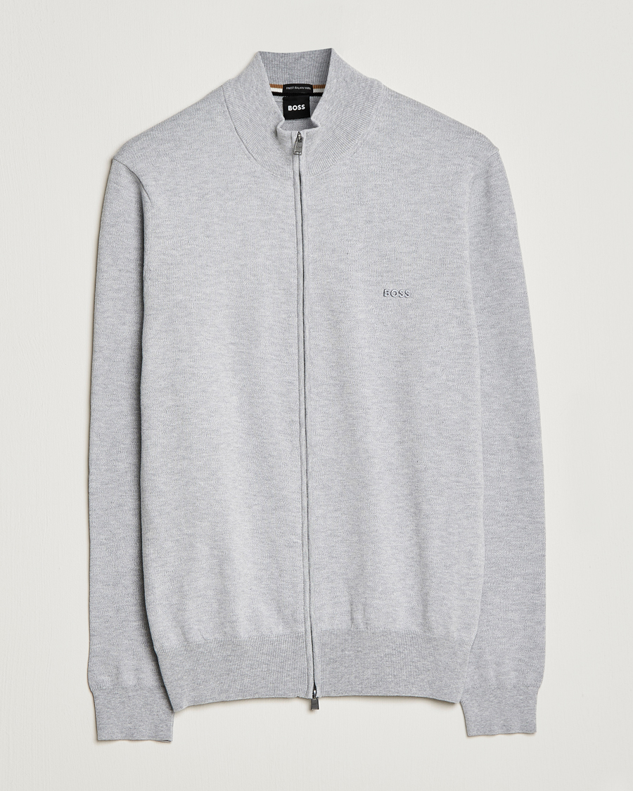 Herren | Pullover | BOSS BLACK | Palano Knitted Full-Zip Silver