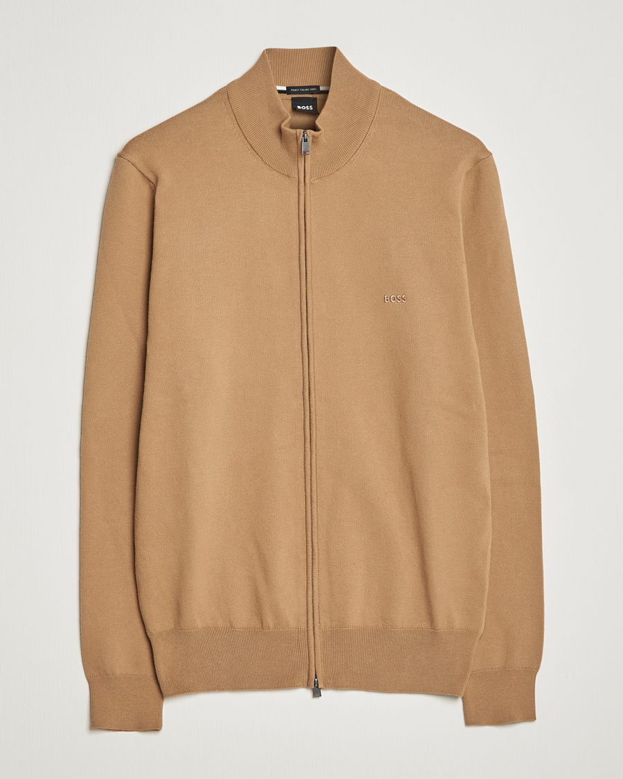 Herren | Pullover | BOSS BLACK | Palano Knitted Full-Zip Medium Beige