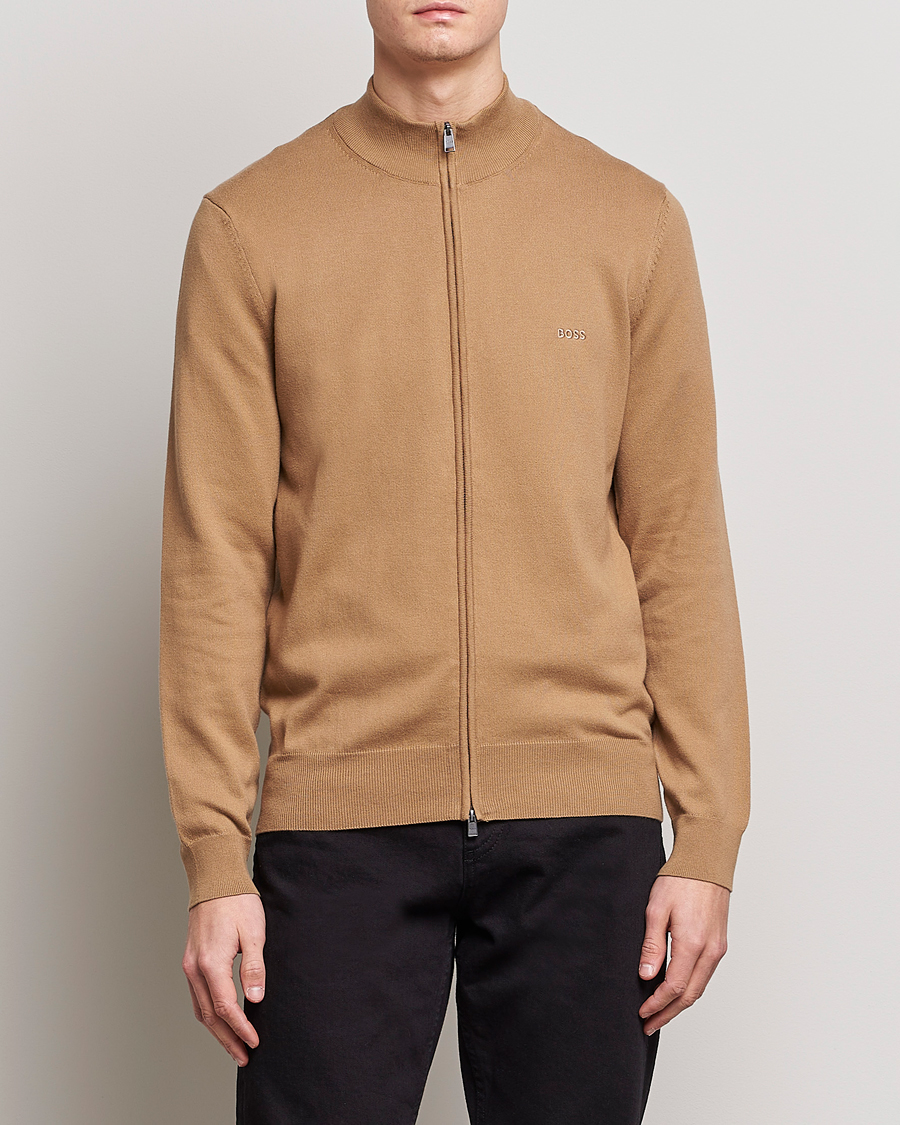 Herren |  | BOSS BLACK | Palano Knitted Full-Zip Medium Beige