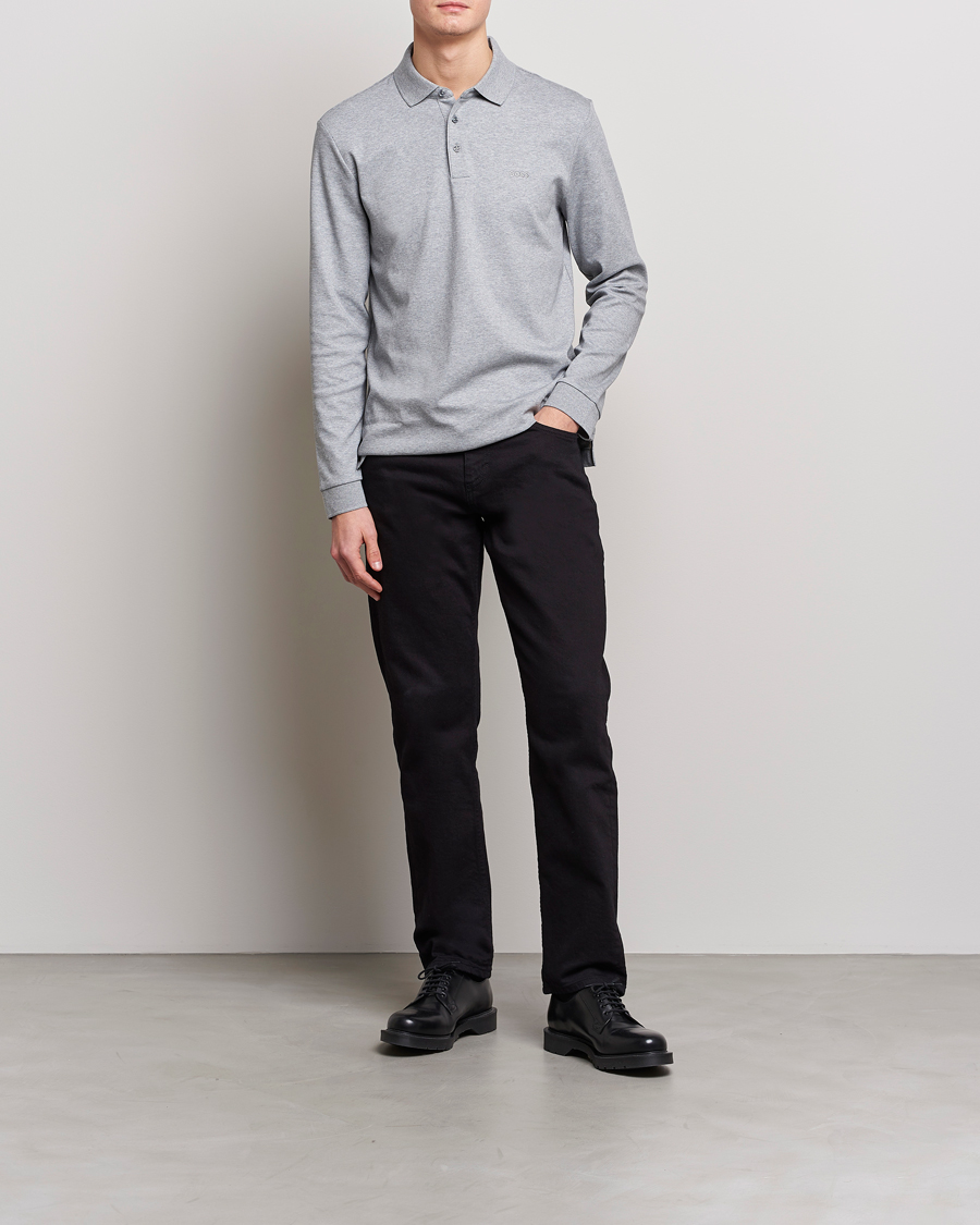 Herren | Pullover | BOSS BLACK | Pado Knitted Polo Shirt Silver