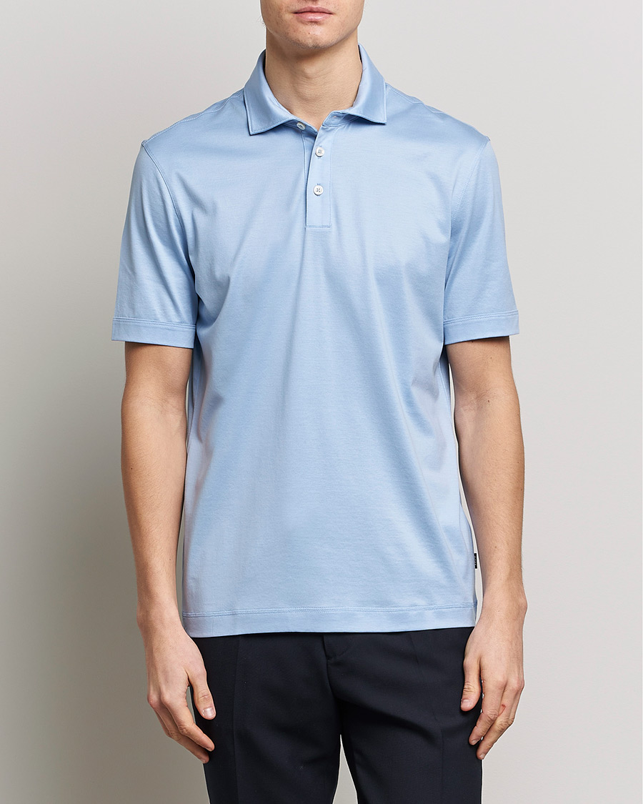 Herren |  | BOSS BLACK | Press Cotton/Lyocell Polo Open Blue