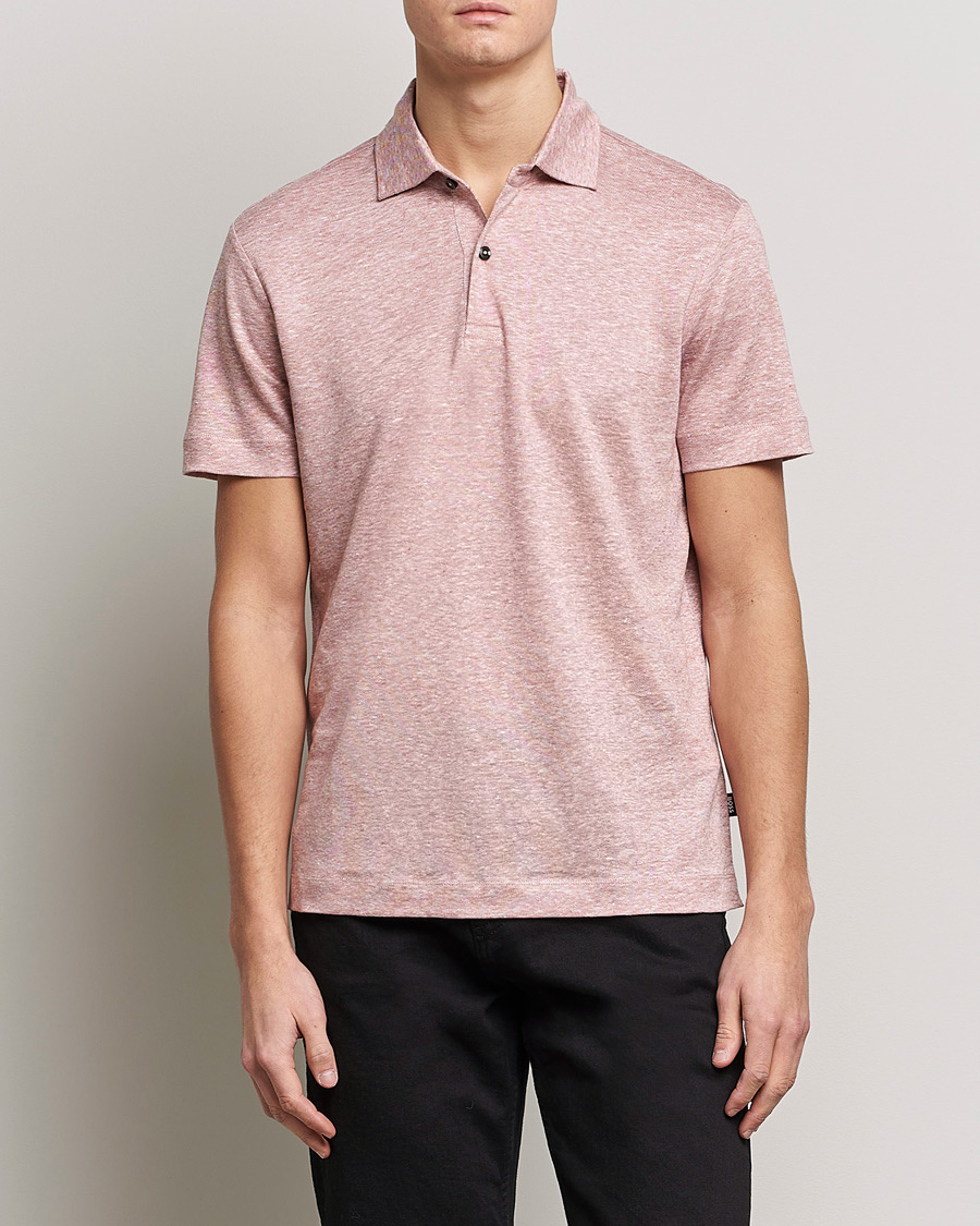 Herren |  | BOSS BLACK | Press Linen Polo Open Pink