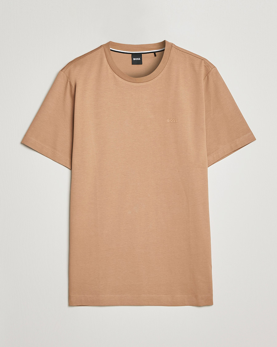 Herren | T-Shirts | BOSS BLACK | Thompson Logo Crew Neck T-Shirt Medium Beige