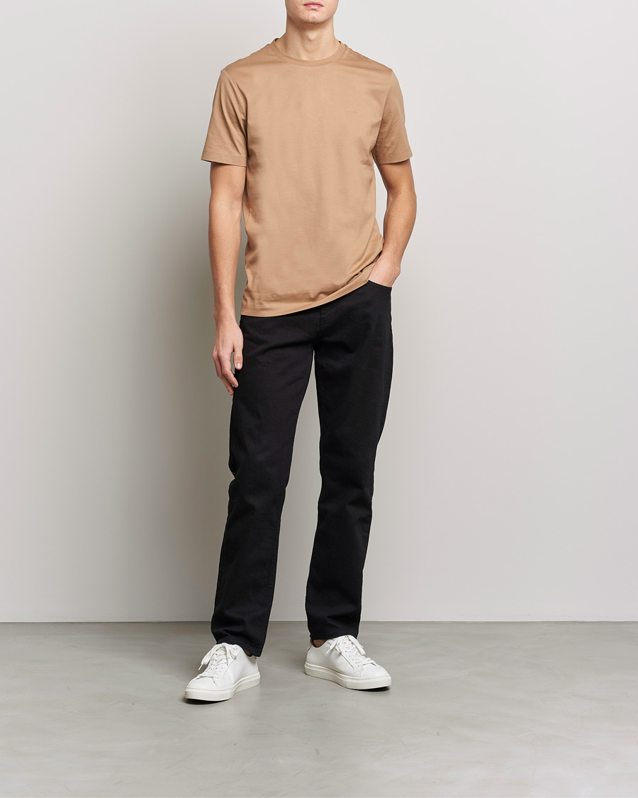 Herren | T-Shirts | BOSS BLACK | Thompson Logo Crew Neck T-Shirt Medium Beige