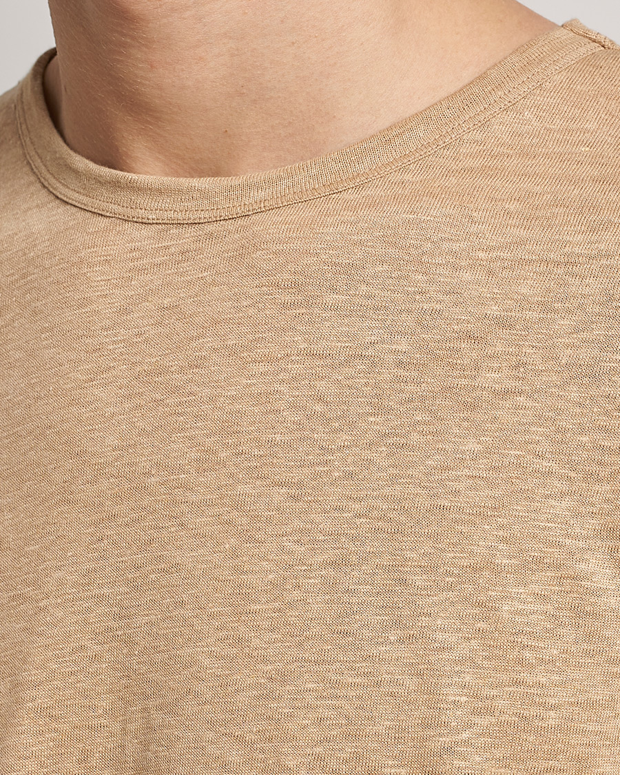 Herren | T-Shirts | BOSS BLACK | Tiburt Linen Crew Neck T-Shirt Medium Beige