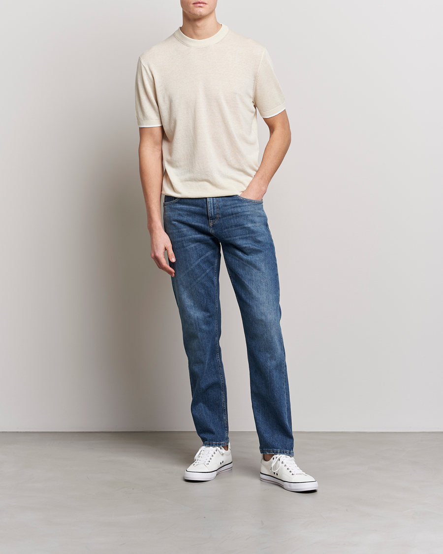 Herren | T-Shirts | BOSS BLACK | Giacco Knitted Crew Neck T-Shirt Open White