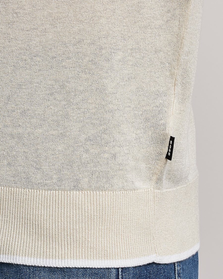 Herren | T-Shirts | BOSS BLACK | Giacco Knitted Crew Neck T-Shirt Open White