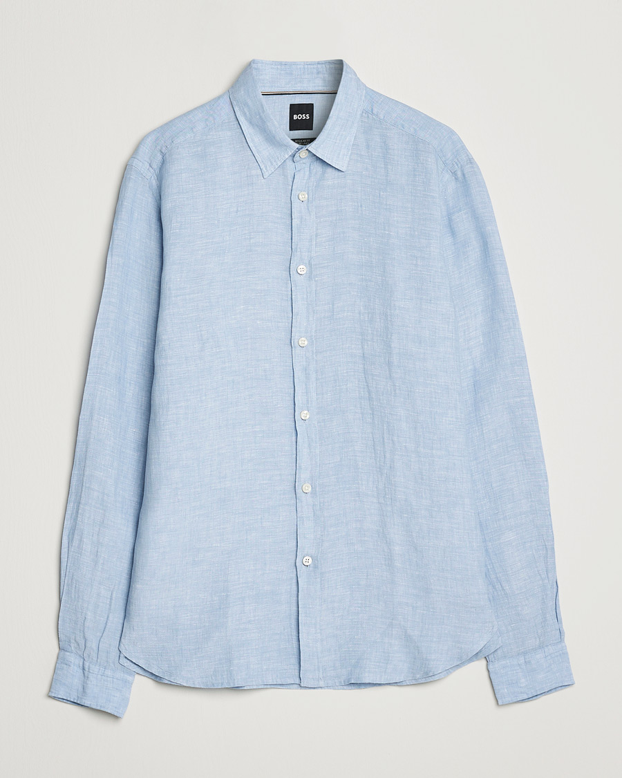 Herren | Hemden | BOSS BLACK | Liam Linen Shirt Open Blue