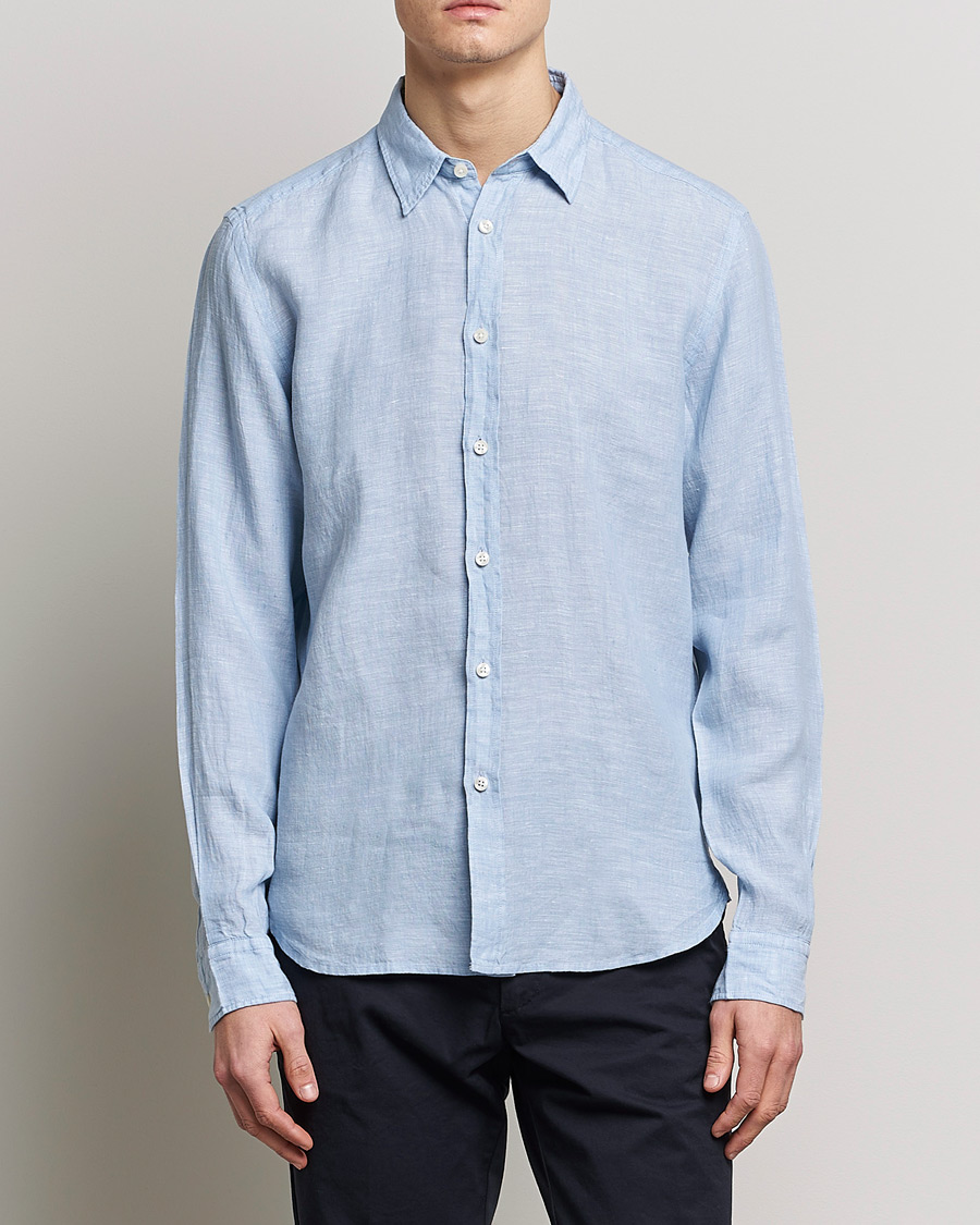 Herren | Leinenhemden | BOSS BLACK | Liam Linen Shirt Open Blue