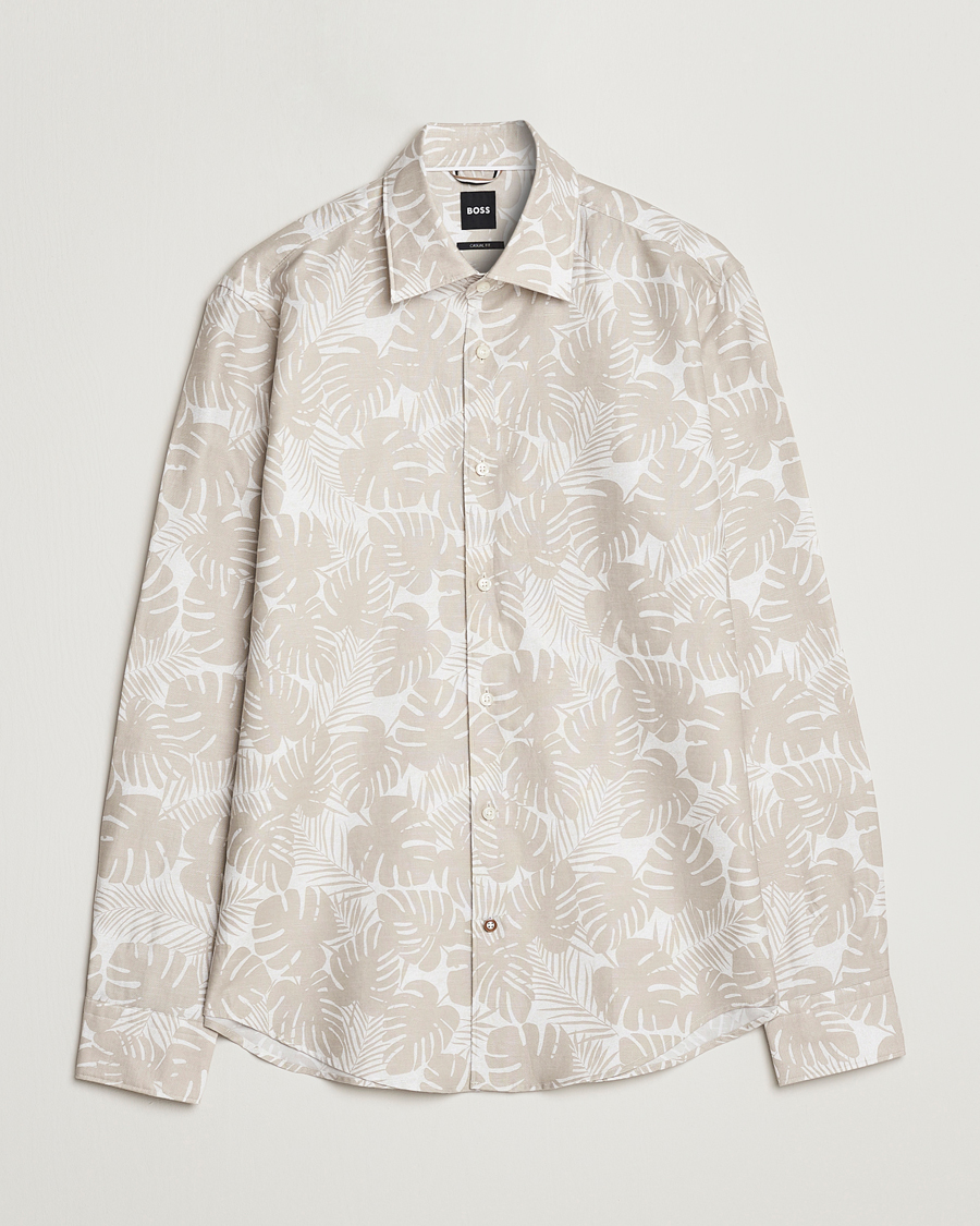 Herren | Hemden | BOSS BLACK | Hal Cotton/Linen Flower Shirt Light Beige