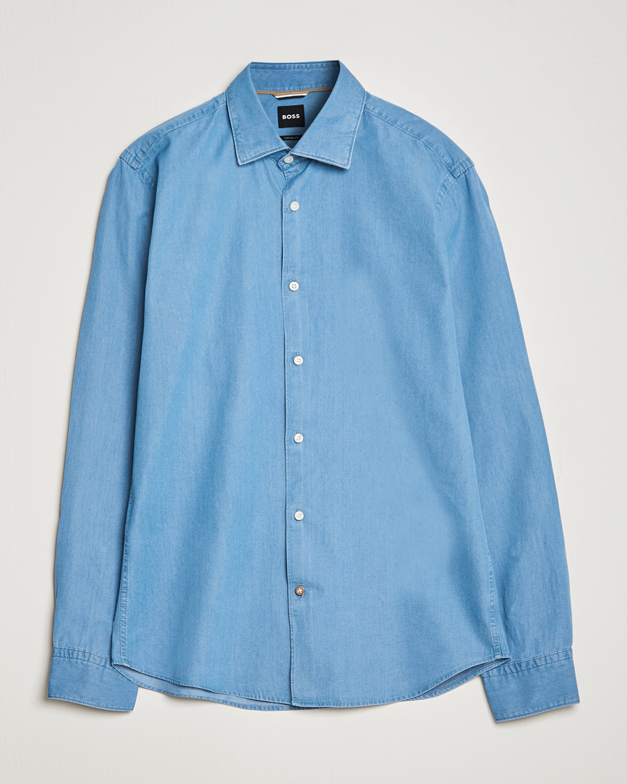 Herren | Hemden | BOSS BLACK | Hal Slim Fit Denim Shirt Open Blue