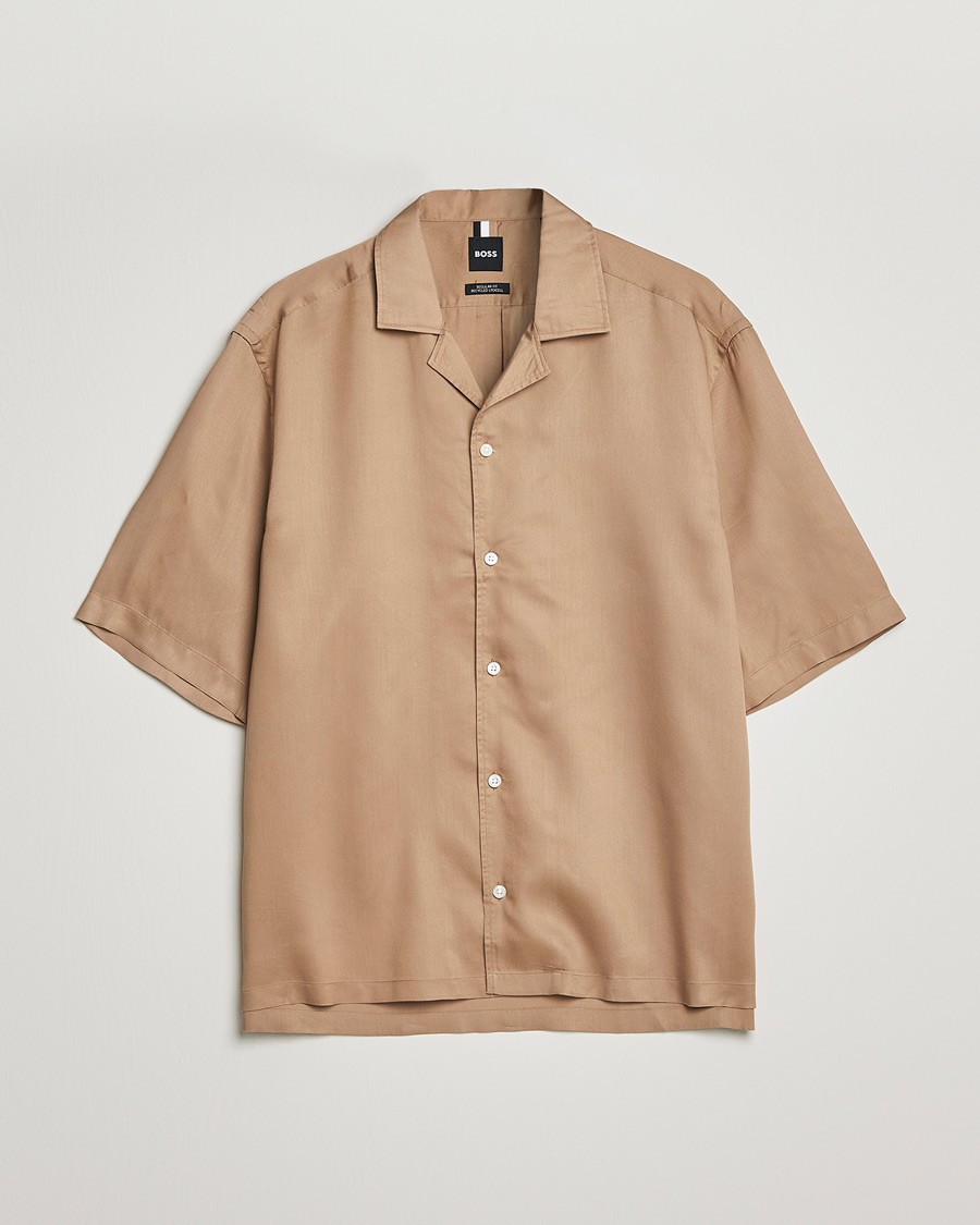 Herren | Hemden | BOSS BLACK | Lars Resort Collar Short Sleeve Medium Beige