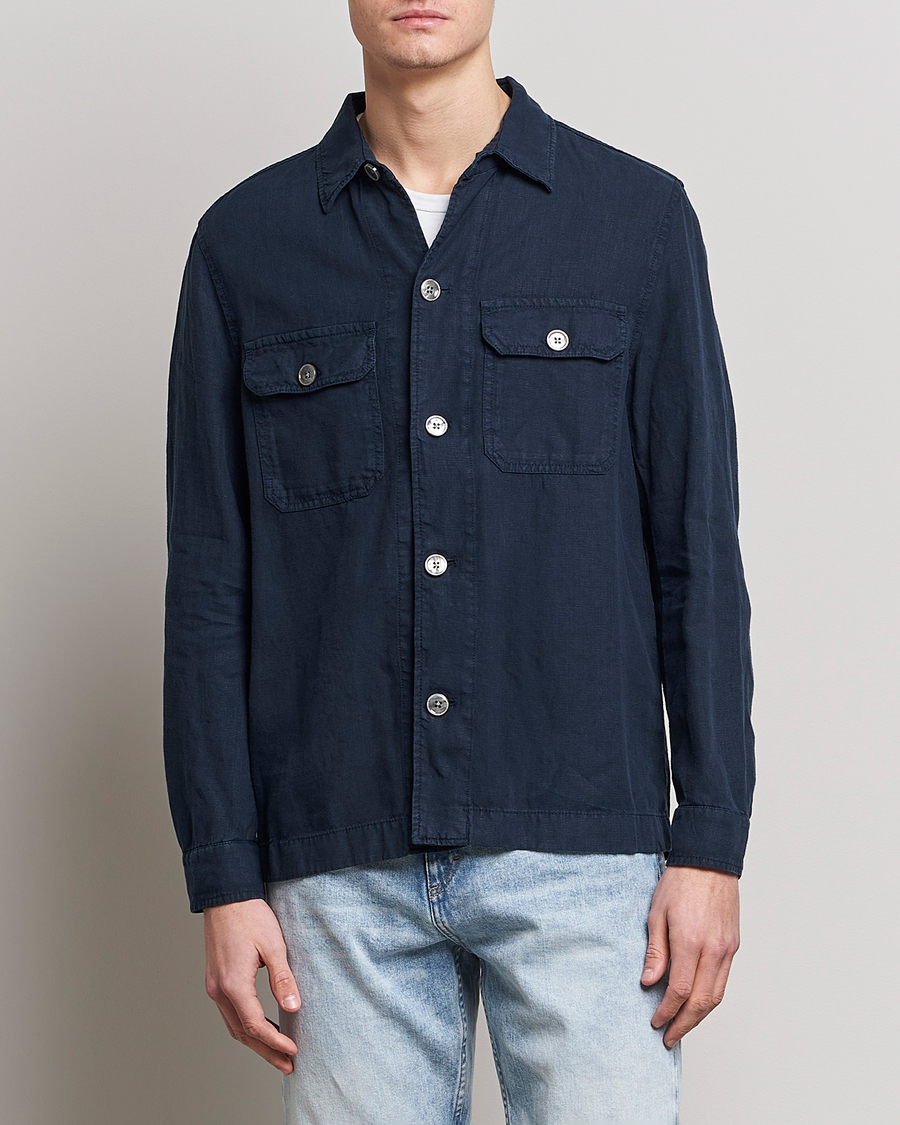 Herren | Hemden | BOSS BLACK | Carper Linen Overshirt Dark Blue