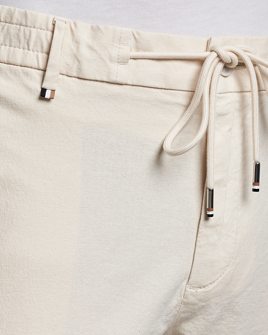 Herren | Hosen | BOSS BLACK | Kane Cotton/Linen Drawstring Trousers Open White