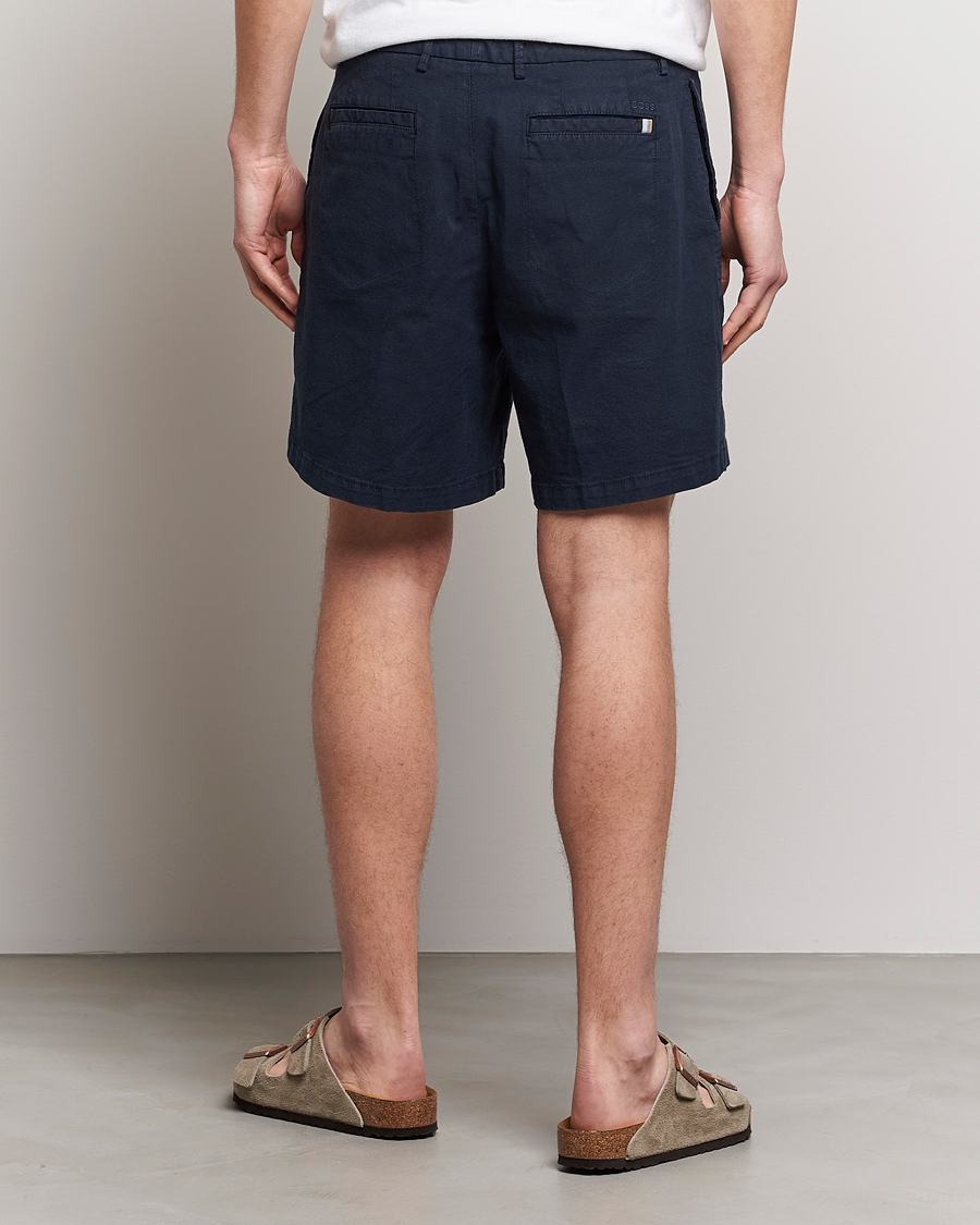 Herren | Shorts | BOSS BLACK | Karlos Cotton/Linen Shorts Dark Blue
