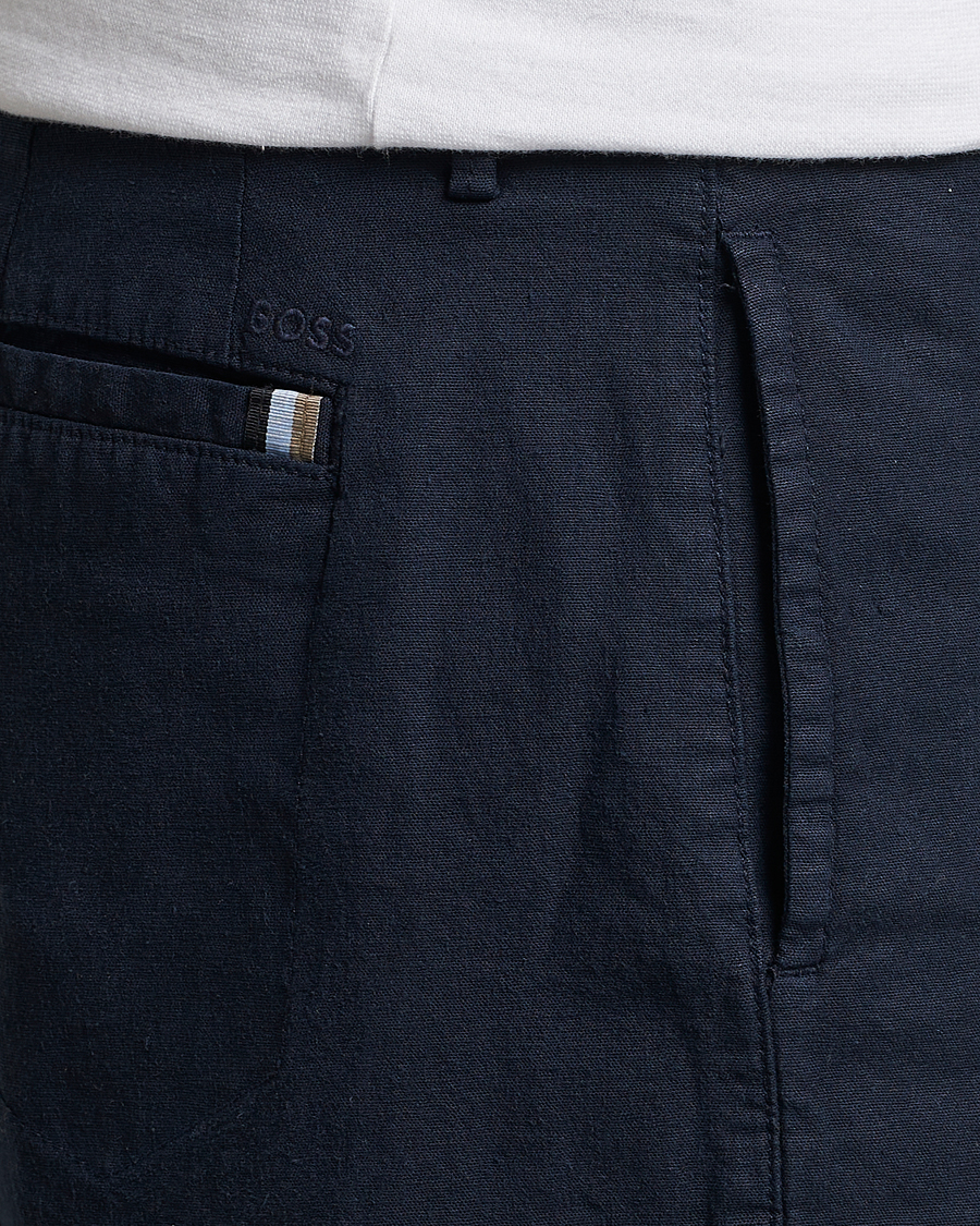 Herren | Shorts | BOSS BLACK | Karlos Cotton/Linen Shorts Dark Blue