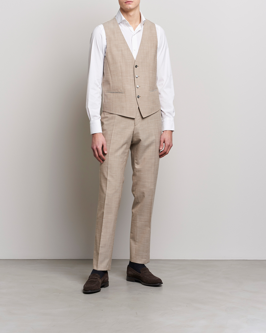 Herren | Sakkos | BOSS BLACK | Huge Wool/Cotton Vest Light Beige