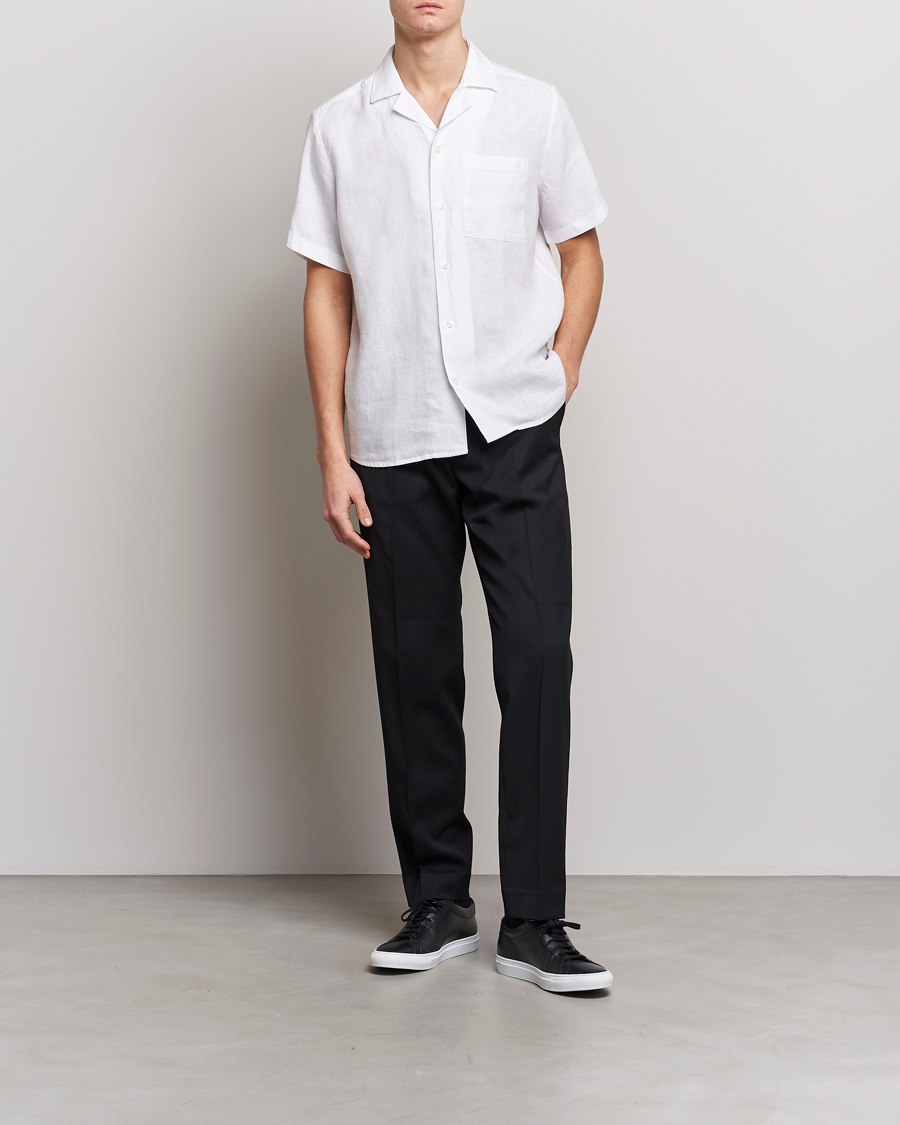 Herren | Hemden | HUGO | Ellino Short Sleeve Linen Shirt Open White
