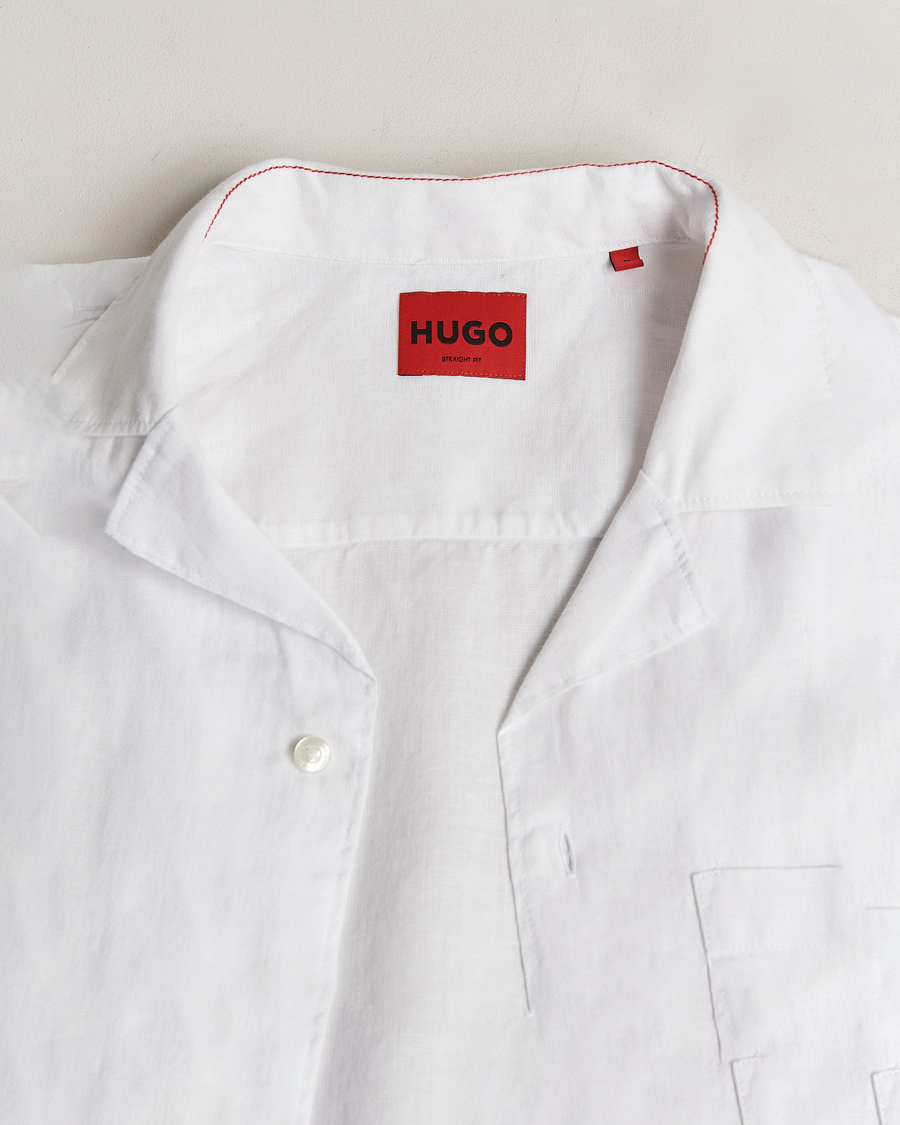 Herren | Hemden | HUGO | Ellino Short Sleeve Linen Shirt Open White