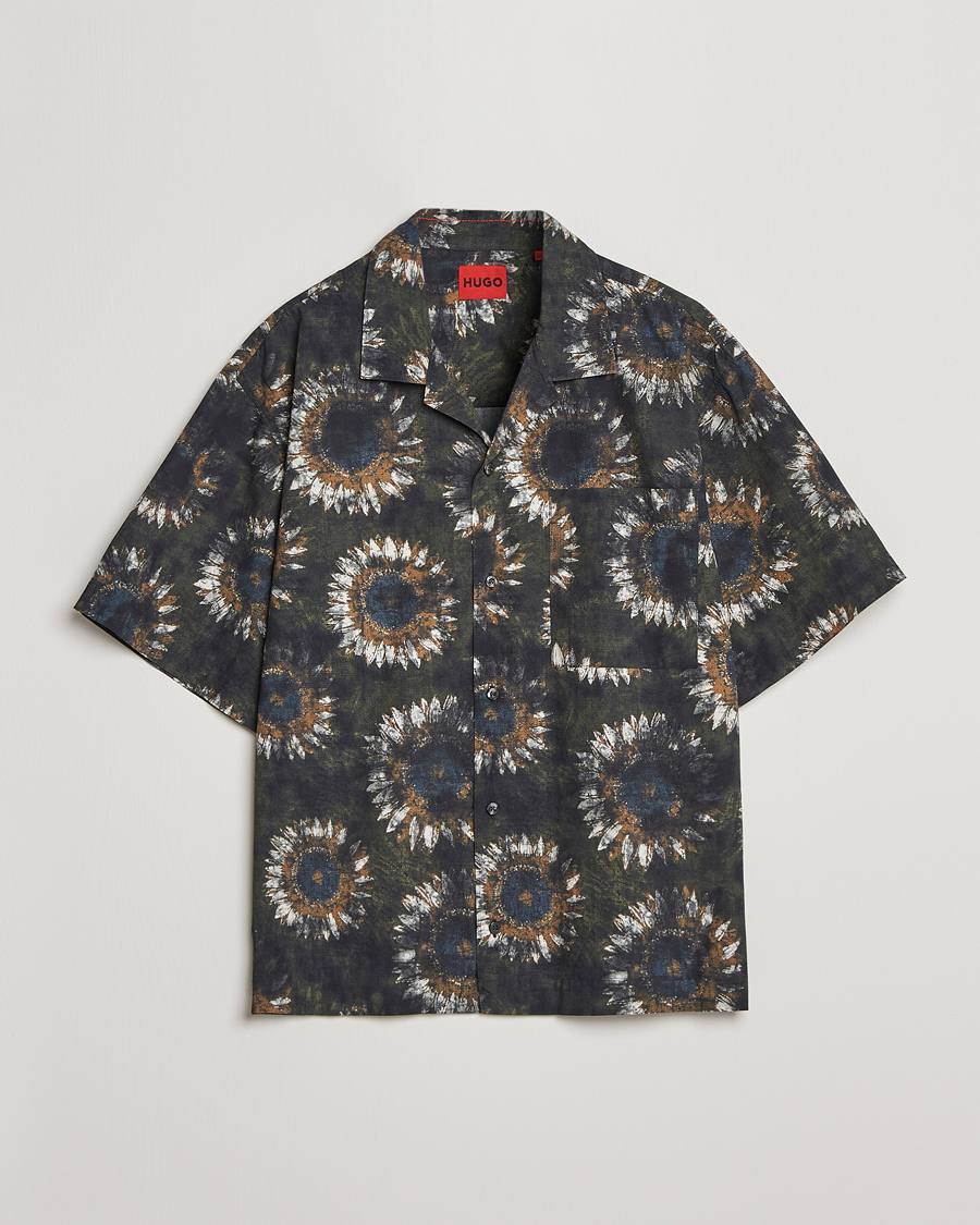 Herren | Hemden | HUGO | Egeeno Printed Resort Collar Short Sleeve Shirt Green