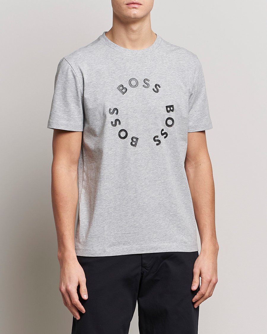 Herren | T-Shirts | BOSS GREEN | Circle Logo Crew Neck T-Shirt Light Grey