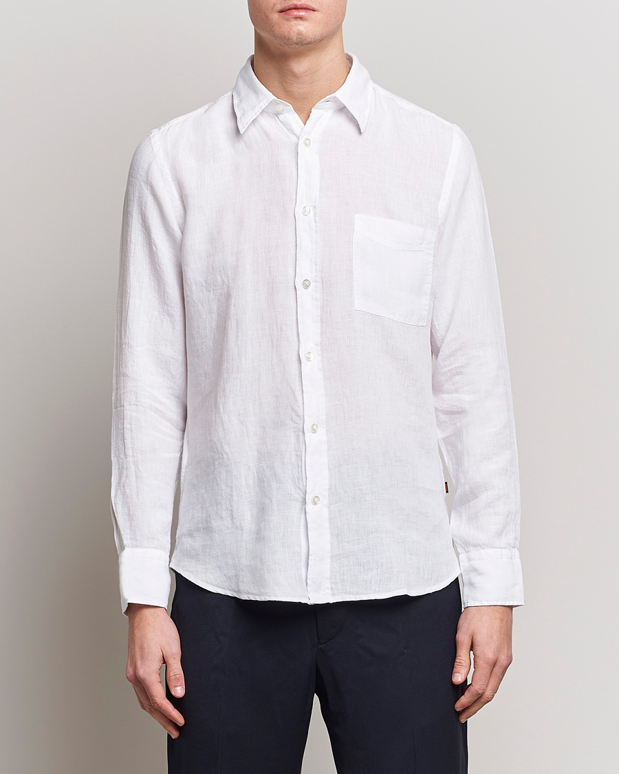 Herren | Hemden | BOSS ORANGE | Relegant Linen Shirt White
