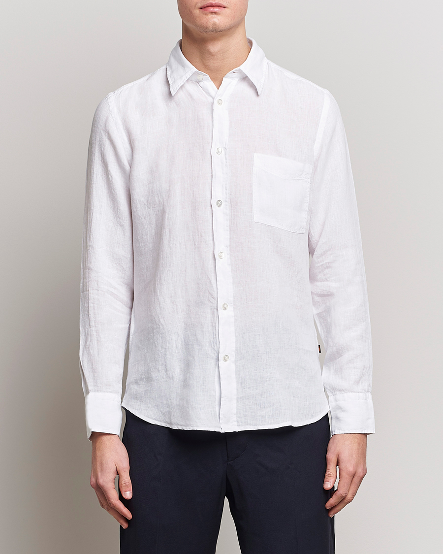 Herren | BOSS | BOSS ORANGE | Relegant Linen Shirt White