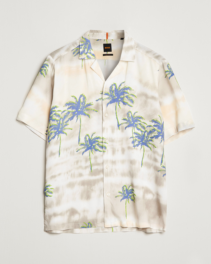 Herren | Hemden | BOSS ORANGE | Rayer Resort Collar Printed Short Sleeve Shirt Bei