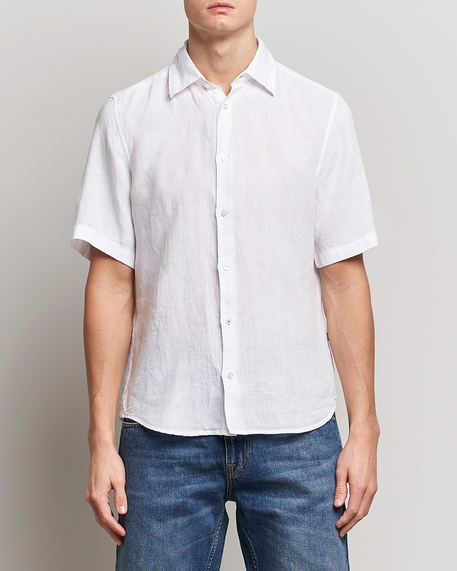 Herren | BOSS Casual | BOSS Casual | Rash Linen Short Sleeve Shirt White
