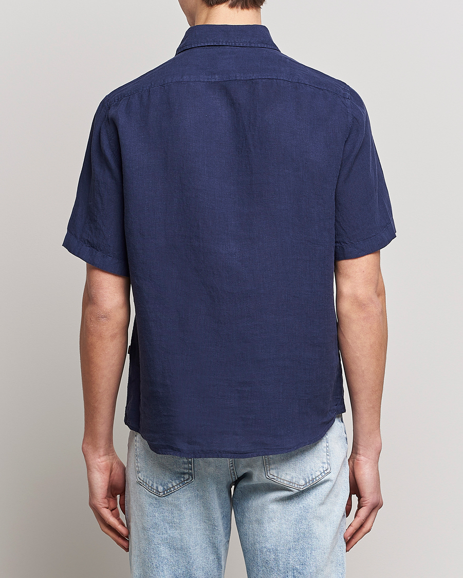 Herren | Hemden | BOSS ORANGE | Rash Linen Short Sleeve Shirt Navy