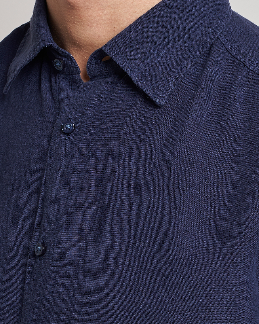 Herren | Hemden | BOSS ORANGE | Rash Linen Short Sleeve Shirt Navy