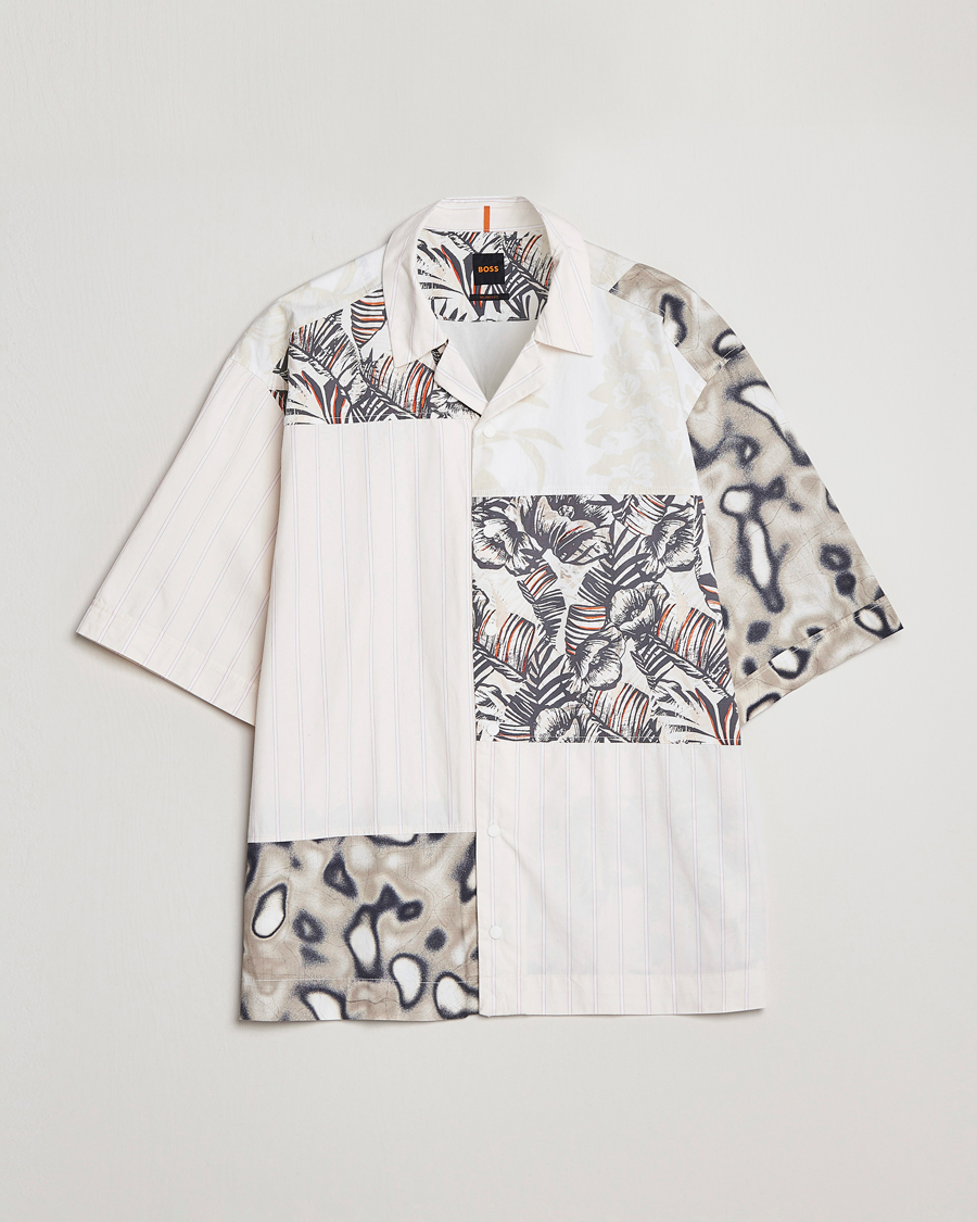 Herren | Hemden | BOSS ORANGE | Lapis Resort Collar Printed Short Sleeve Shirt Bei