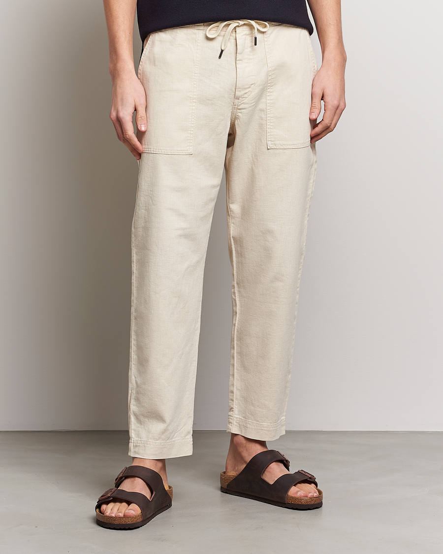 Herren |  | BOSS ORANGE | Sisla Cotton/Linen Drawstring Pants Light Beige