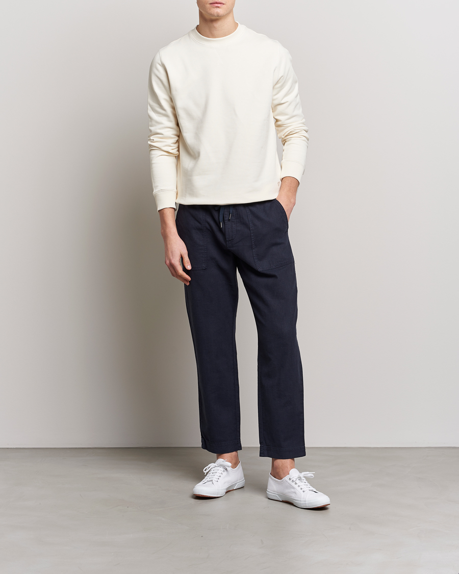 Herren | Hosen | BOSS ORANGE | Sisla Cotton/Linen Drawstring Pants Dark Blue