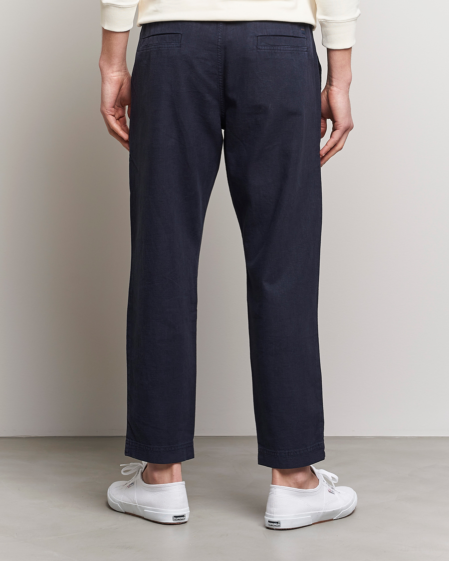 Herren | Hosen | BOSS ORANGE | Sisla Cotton/Linen Drawstring Pants Dark Blue