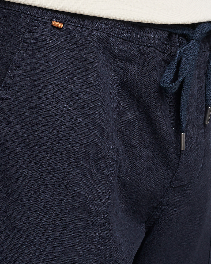 Herren | Hosen | BOSS ORANGE | Sisla Cotton/Linen Drawstring Pants Dark Blue