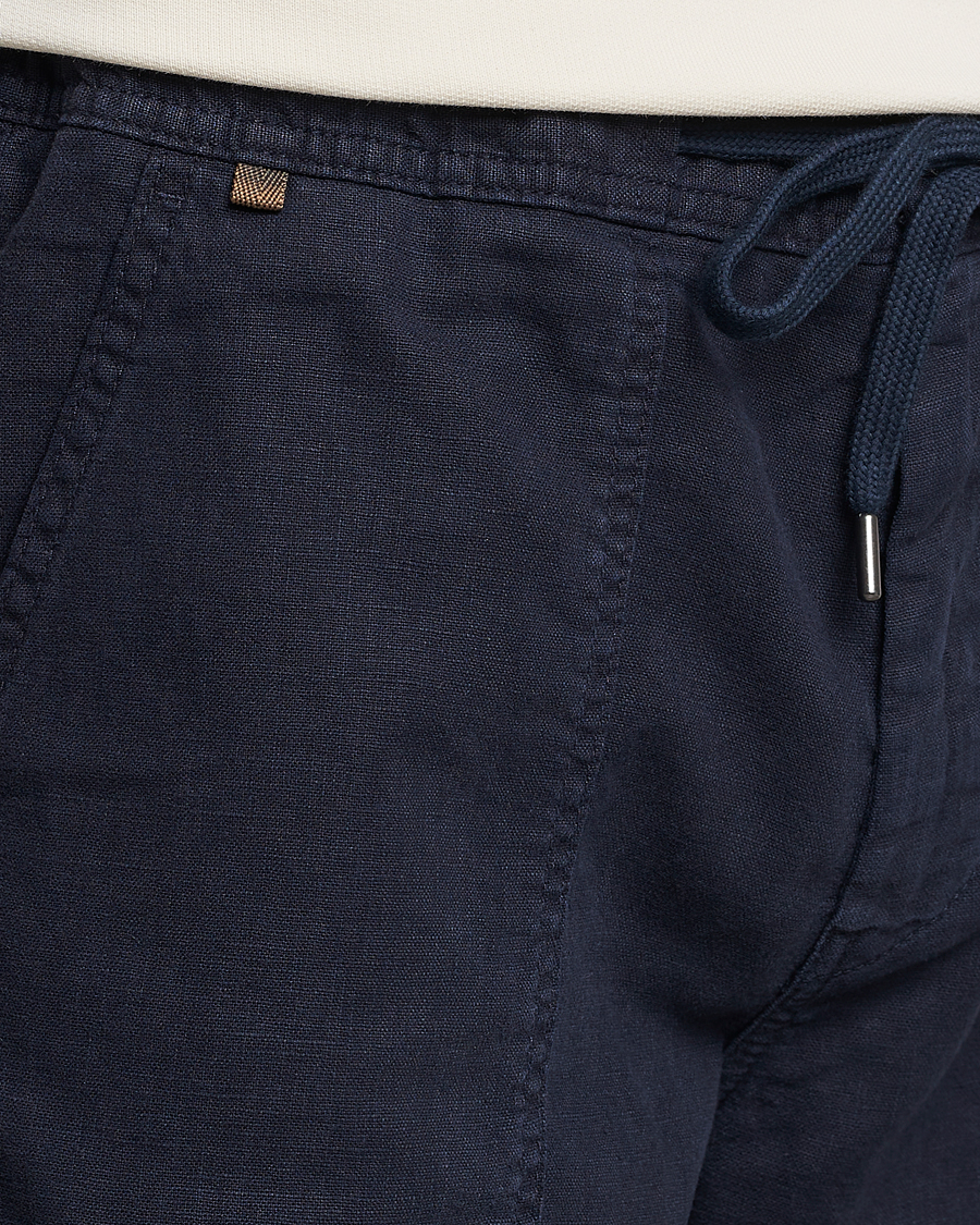 Herren | Shorts | BOSS ORANGE | Sisla Cotton/Linen Drawstring Shorts Dark Blue