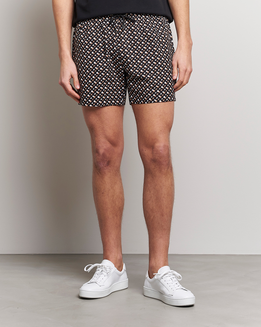 Herren | Badehosen | BOSS BLACK | Manu Monogram Logo Swimshorts Black
