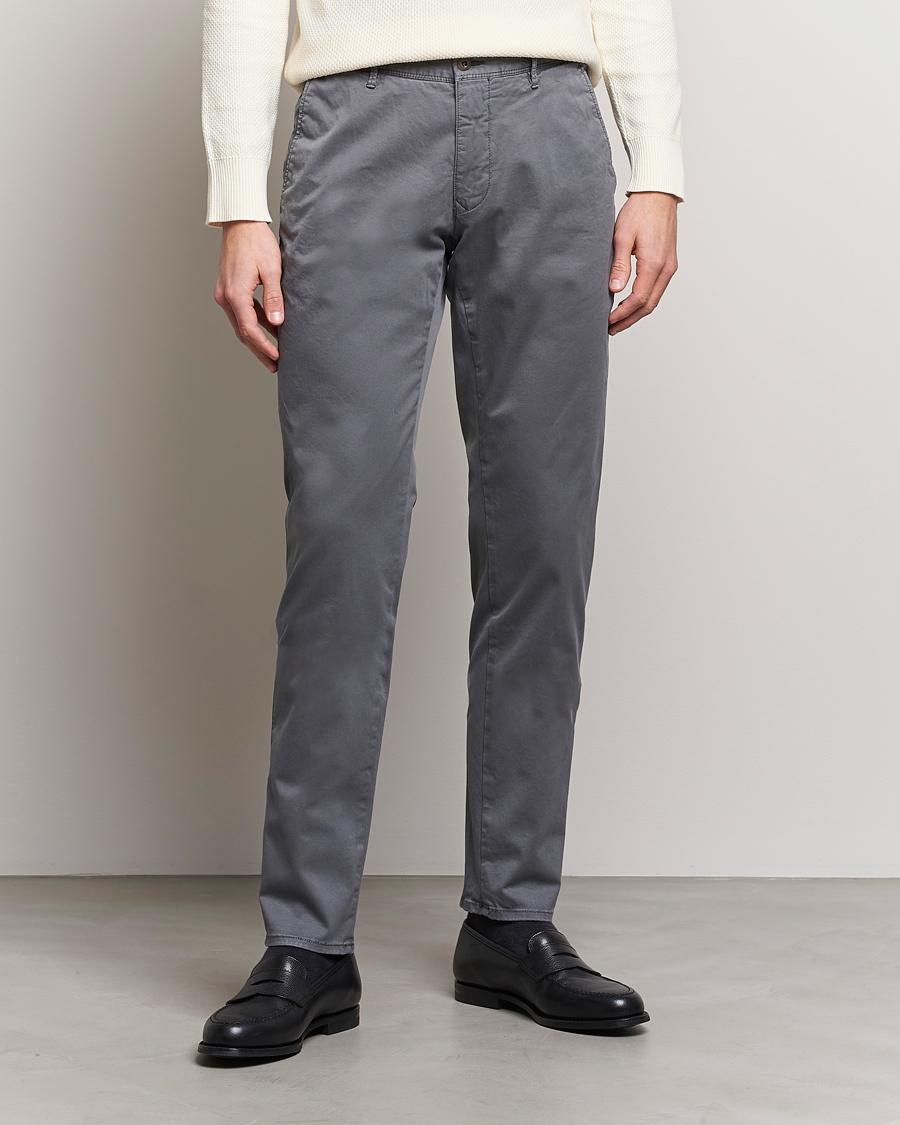 Herren | Chinos | Incotex | Slim Fit Garment Dyed Slacks Dark Grey