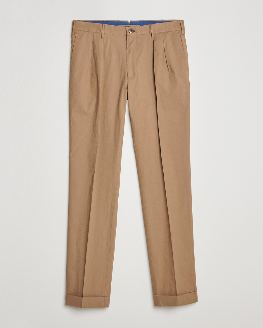 Herren | Hosen | Incotex | Carrot Fit Popelino Lightweight Cotton Trousers Khaki