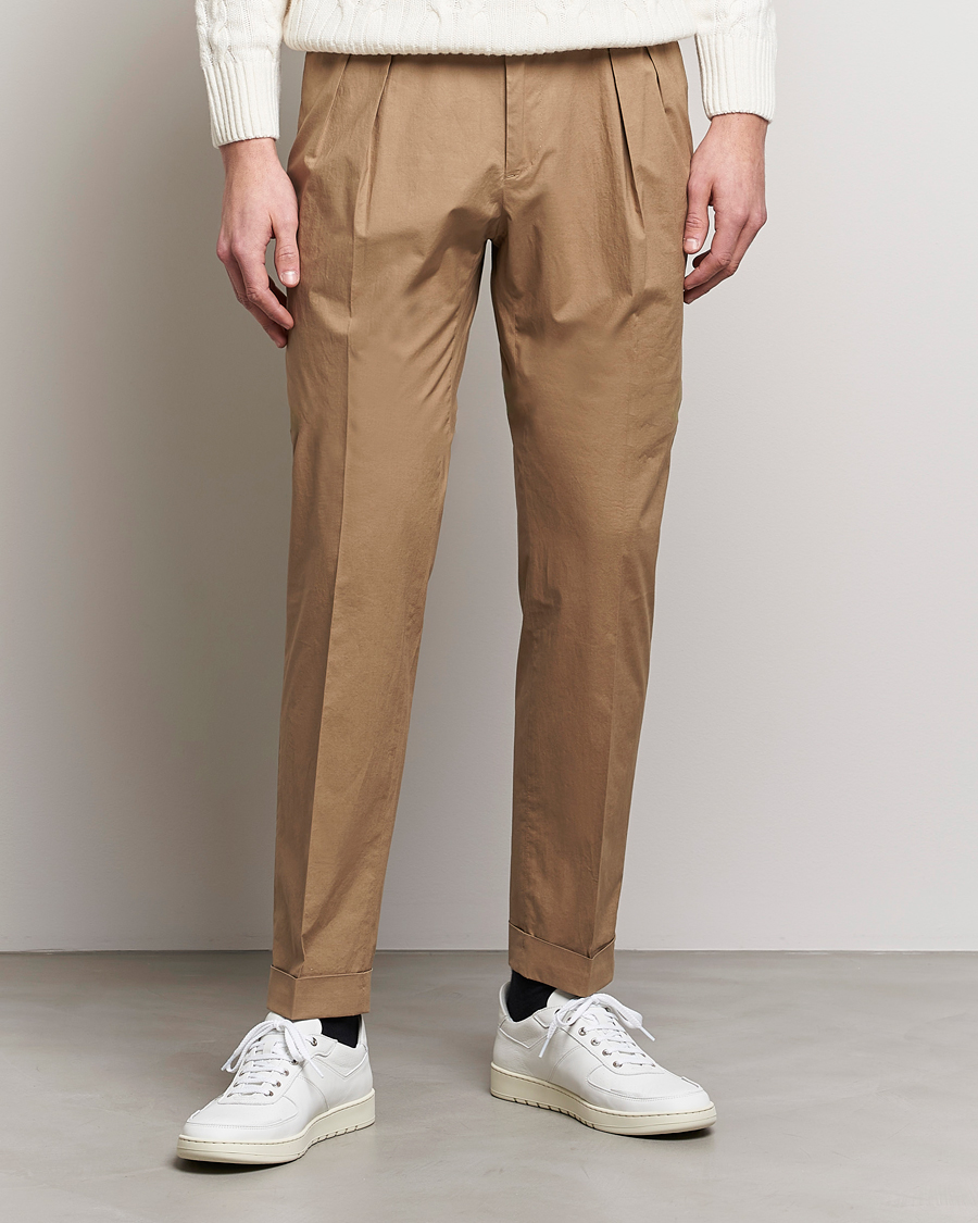 Herren | Hosen | Incotex | Carrot Fit Popelino Lightweight Cotton Trousers Khaki