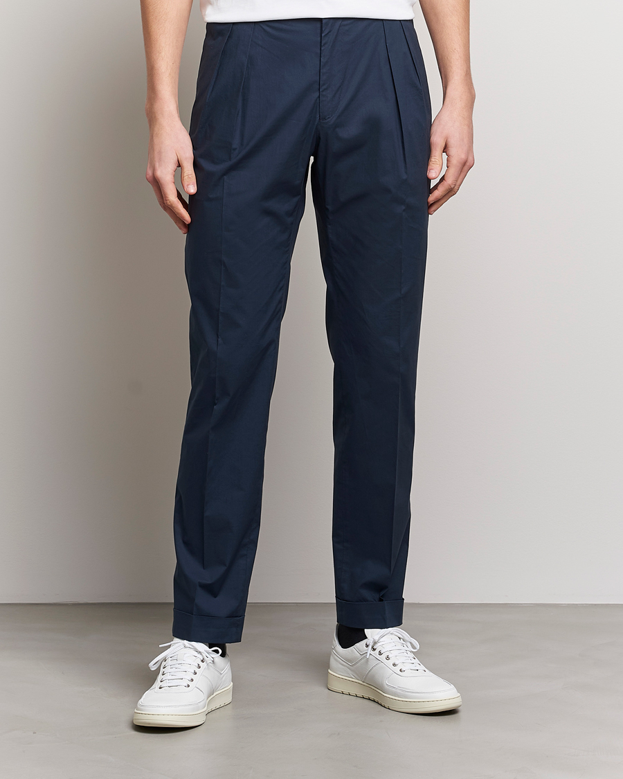 Herren |  | Incotex | Carrot Fit Popelino Lightweight Cotton Trousers Navy