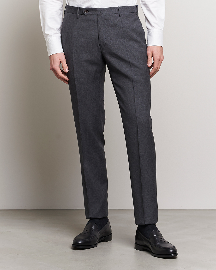 Herren | Italian Department | Incotex | Slim Fit Tropical Wool Trousers Dark Grey