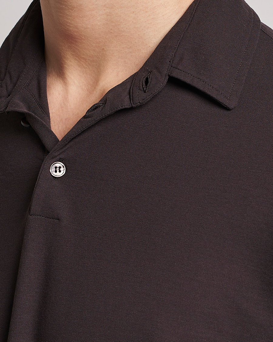 Herren | Pullover | Zanone | Ice Cotton Long Sleeve Polo Dark Brown