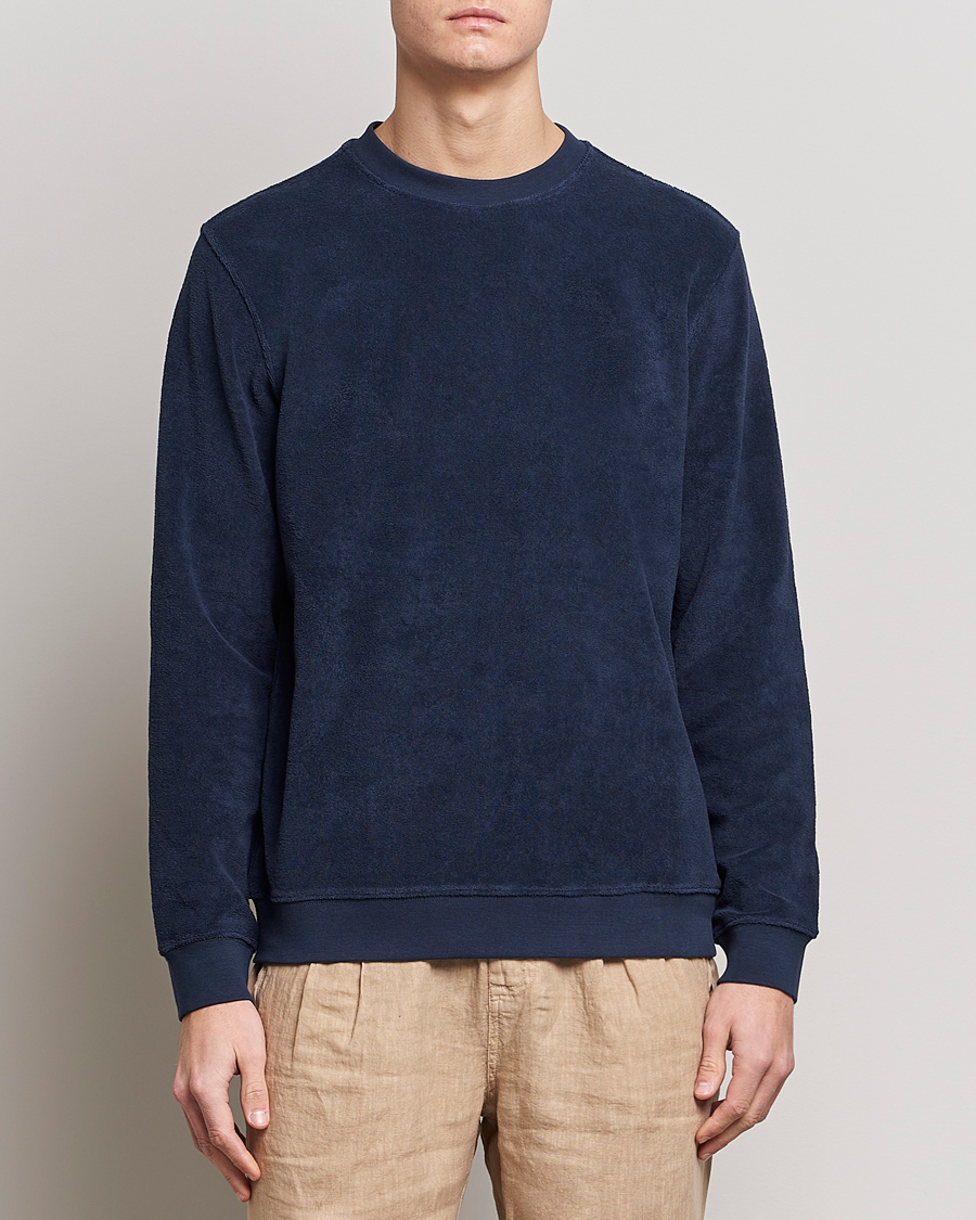 Herren | Pullover | Zanone | Terry Cotton Crew Neck Navy