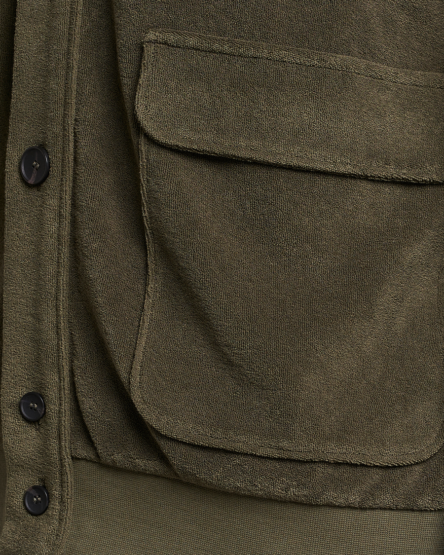 Herren | Pullover | Zanone | Terry Cotton Jersey Jacket Dark Olive
