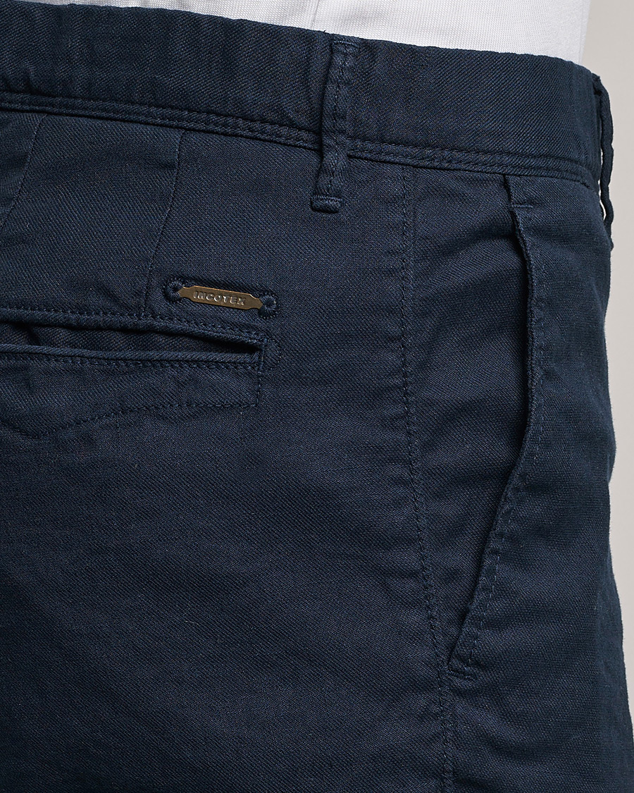 Herren | Hosen | Incotex | Slim Fit Cotton/Linen Slacks Navy